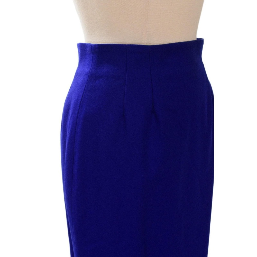 90s Vintage Le Suit Skirt Suit Womens 8 Cobalt Blue Double Breasted Shawl Lapel - Picture 7 of 10